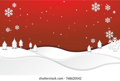 Winter Holiday Background with paper cut elements