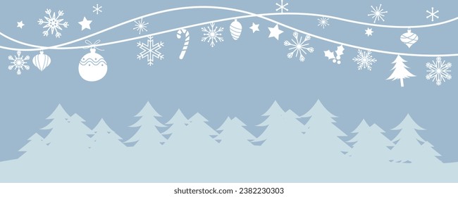 Fondo de vacaciones de invierno. Flakes de nieve y adornos decorativos para Invierno. Ilustración vectorial.