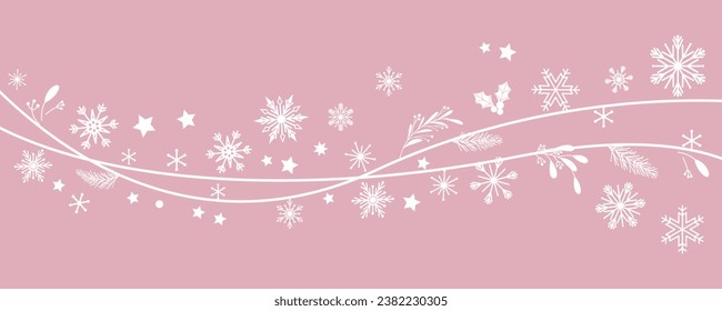 Winter holiday background. Snow flakes and ornaments decoration pattern for Winter. Vector illustration.