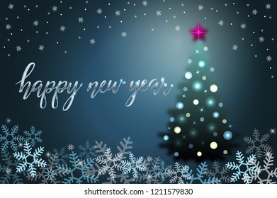 Winter holiday background with snow and fur-tree