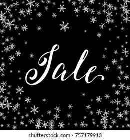 Winter holiday background. Xmas postcard. Merry christmas lettering design set. Snowflake design background.
