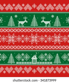 Hintergründe zu Winterurlaub. Vektornahtloses Muster. Stricken und Sticken