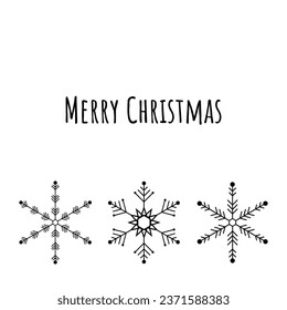 Winter holiday card. Merry Christmas card with snowflakes. Xmas greeting or invitation quote cards. Isolated vector icon