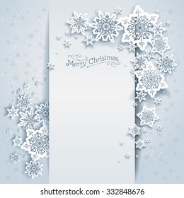 Winter Holiday Card For Web, Banner, Invitation, Leaflet And So On. Christmas Background With Snowflakes.