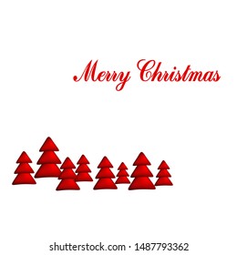 Winter Holiday cartoon illustration. Red Christmas tree on white background. Merry Christmas and New year Vector. Template design for invitation, poster, card. 