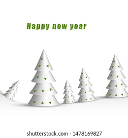 Winter Holiday cartoon pattern. Abstract illustration with Christmas Tree on colorful gradient background. Merry Christmas and New year Vector. Template design for invitation, poster, card.