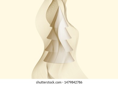 Winter Holiday cartoon pattern. Abstract illustration with Christmas Tree on white background. Merry Christmas and New year Vector. Template design for invitation, poster, card. 