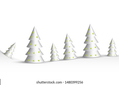 Winter Holiday cartoon pattern. Abstract illustration with Christmas Tree on colorful gradient background. Merry Christmas and New year Vector. Template design for invitation, poster, card.