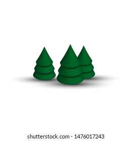 Winter Holiday cartoon pattern. Christmas spruce fir tree realistic illustration isolated on white background. Merry Christmas and New year Vector. Template design for invitation, poster, card. 