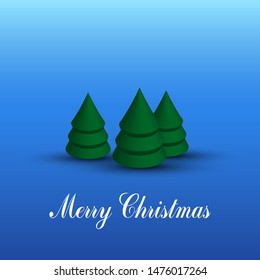 Winter Holiday cartoon pattern. Christmas spruce fir tree realistic illustration isolated on blue background. Merry Christmas and New year Vector. Template design for invitation, poster, card. 