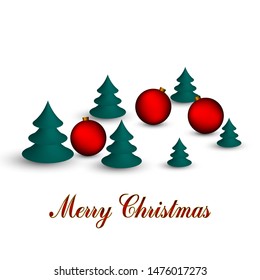 Winter Holiday cartoon pattern. Christmas spruce fir tree realistic illustration isolated on white background. Merry Christmas and New year Vector. Template design for invitation, poster, card. 