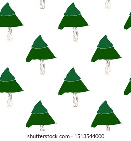 Winter Holiday cartoon seamless pattern. Christmas tree on white background. Merry Christmas and New year Vector. Template design for invitation, poster, card, fabric,textile. Print for children. 