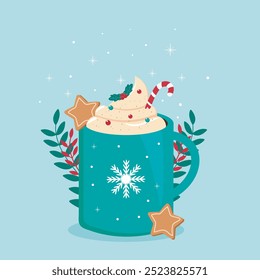 Ilustración vectorial de taza de Navidades de vacaciones de invierno