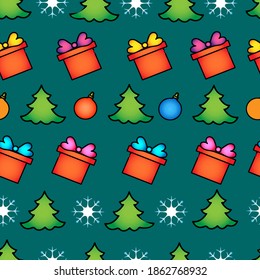 winter holiday christmas seamless pattern. Good for textile, wrapping, wallpapers, etc.  on background. Vector illustration.