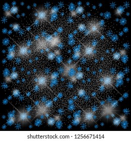 Winter holiday dark lighting pattern on the black background. Vector pattern for banner, card, invitation, busines card.