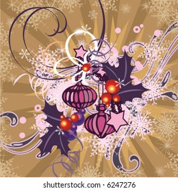 Winter holiday decoration background, vector illustration.