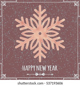Winter holiday design with ornate snowflake. Vector illustration.