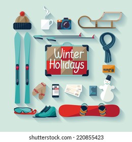 Winter holiday. Flat design