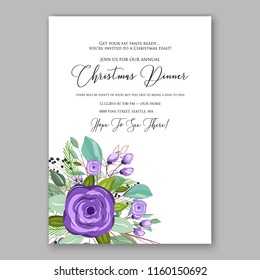 Winter holiday Floral vector background for christmas wedding bridal shower baby shower christening invitation greeting card Poinsettia rose peony anemone flower fir evergreen branch wreath