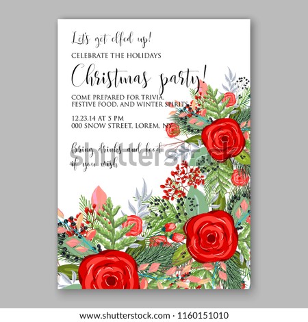 Winter Holiday Floral Vector Background Christmas Stock Vector