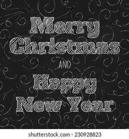 Winter holiday hand drawn design on chalkboard