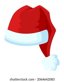 Winter holiday hat. Cartoon red cap icon