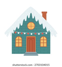Ilustración vectorial de casa de Festiva de invierno