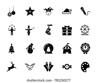 Winter holiday icon set