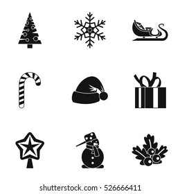 Winter holiday icons set. Simple illustration of 9 winter holiday vector icons for web