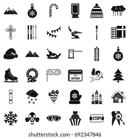 Winter holiday icons set. Simple style of 36 winter holiday vector icons for web isolated on white background