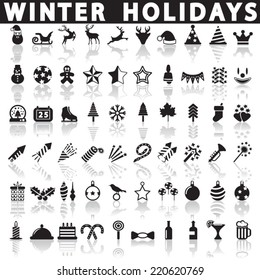 Winter Holiday Icons, Vector