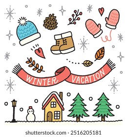 Winter holiday icons vector set