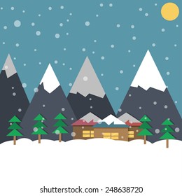 Winter holiday, illustration in a flat design