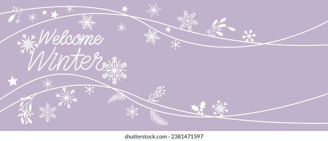 Winter holiday illustration. Snow flakes and winter leaves decoration Christmas background.