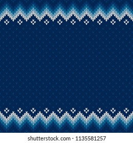 Winter Holiday Knitted Background with a Place for Text. Wool Knit Sweater Melange Texture Imitation with Shades of Blue Colors