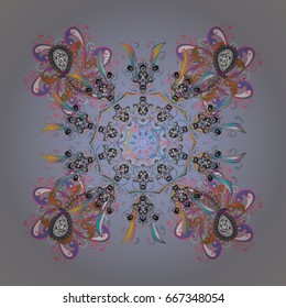 Winter Holiday Knitted Pattern with Circles, Dots and Snowflakes On a Background. Ornamental vector background.
