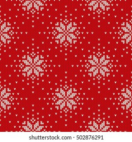 Winter Holiday Knitted Pattern with Snowflakes. Fair Isle Knitting Sweater Design.
Seamless Christmas and New Year Background