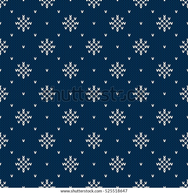 Winter Holiday Knitted Pattern Snowflakes Fair Stock Vector