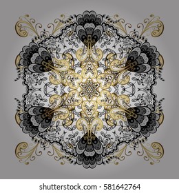 Winter Holiday Knitted Pattern with white Circles, Dots and Snowflakes On a White Background. Vector background.