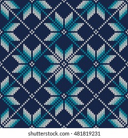 Winter Holiday Knitted Seamless Pattern. Knitting Sweater Design