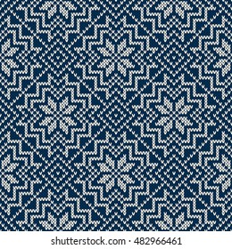 Winter Holiday Knitted Sweater Design. Seamless Fair Isle Knitting Pattern