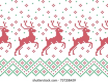 Winter Holiday Knitting Pattern with a Christmas Trees. Christmas Knitting Sweater Design. Wool Knitted Texture