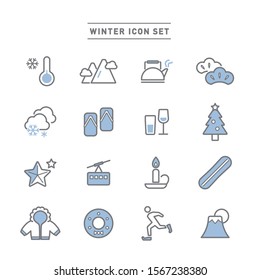 winter holiday line icon set