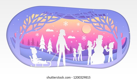 Winter holiday - modern vector paper cut illustration
