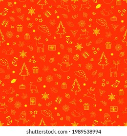 Winter holiday on red background seamless pattern for celebrate party,new year or Christmas decorative,vector illustration