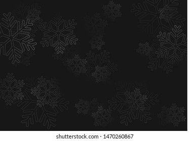Winter holiday pattern with black snowflakes background.