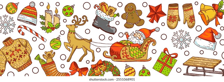 Patrón de vacaciones de invierno. Fondo de dibujo de adorno de Navidades