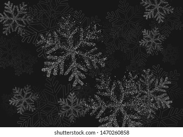 Winter holiday pattern with golden bright shining snowflakes with gold glitter.