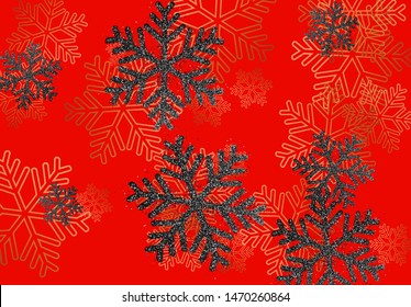 Winter holiday pattern with golden bright shining snowflakes with gold glitter.