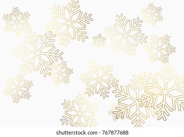 Winter holiday pattern with golden snowflakes background.